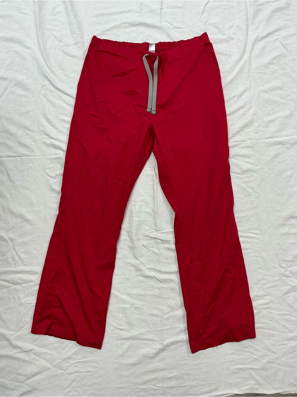 Wide Leg Drawstring Pants in Deep Red Scrub Pants